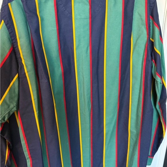 Polo by Ralph Lauren Men's Green and Navy Striped Shirt - Picture 4 of 6